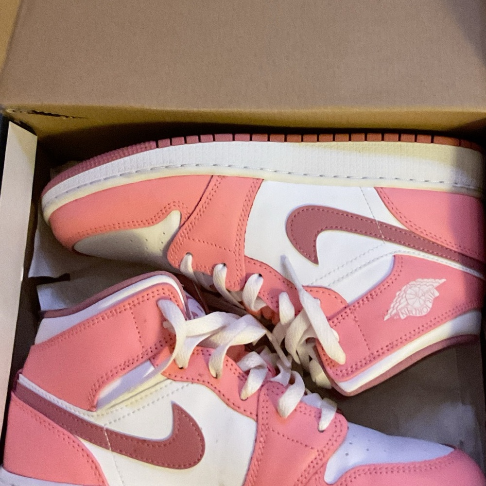 Nike Women's Pink and White High-Top Sneakers